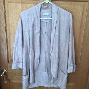 Cobble stone Taupe Linen Open Front Jacket